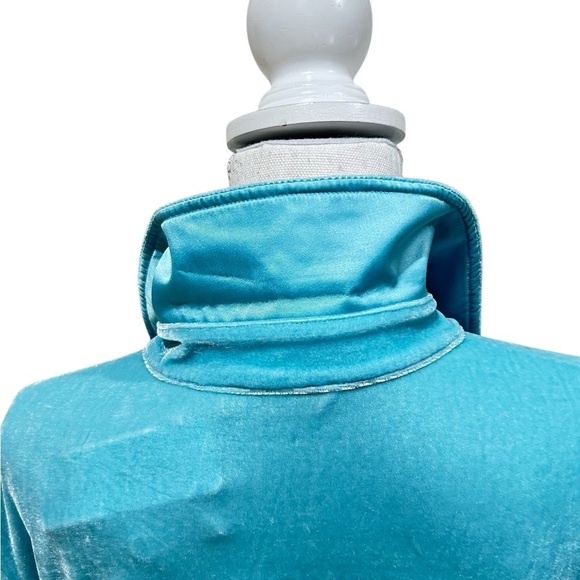 Nwt Soft Surroundings Turquoise Aqua Button-Down velvet Shirt size xl - Picture 8 of 11